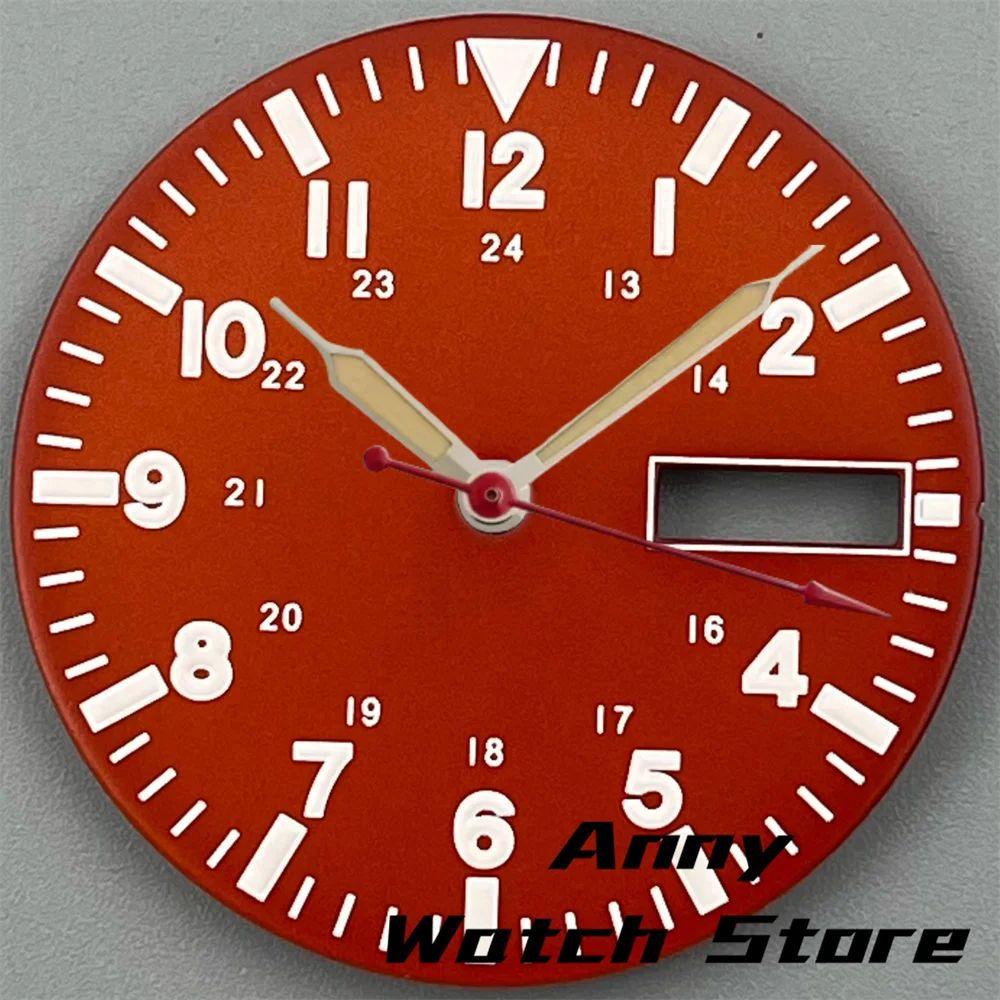 Green Luminous Dual Date Watch Dial with Hands Set