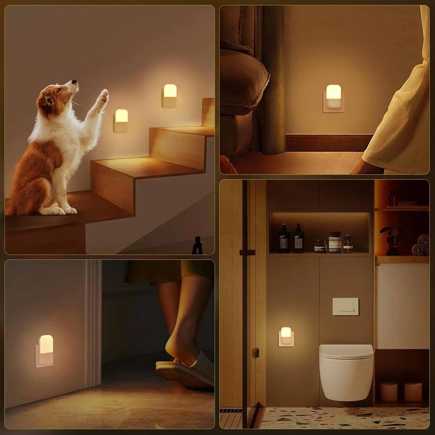 Night Lights Plug into Wall, LED Night Light with Light Sensor, Adjustable Brightness, Warm White 2700K Night Light