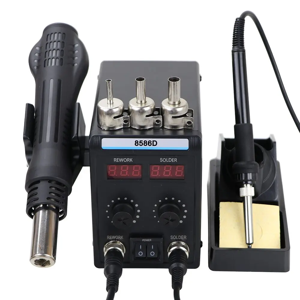 Soldering Station 8586D 2 in 1 Digital Display Rework Hot Air Gun Electric Soldering Iron 220V Welding Desoldering Repair Tools