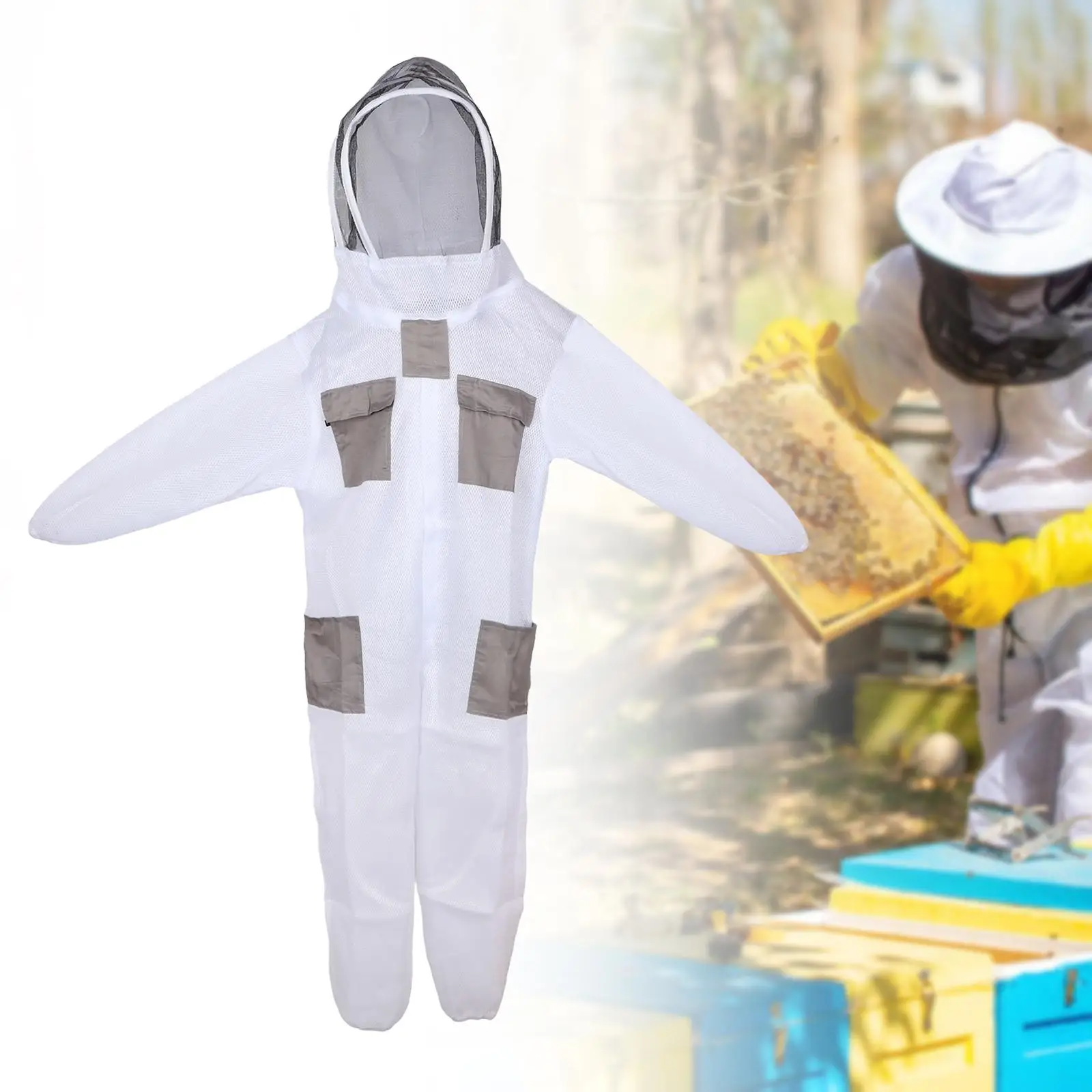Ventilated Beekeeper Suit White Clothing Men Women Full Body Beekeeping Suit