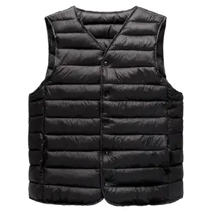 Men Vest Jacket V-neck Vest Jacket Men's Winter V Neck Padded Vest Coat Thick Warm Windproof Single-breasted Cardigan for Casual