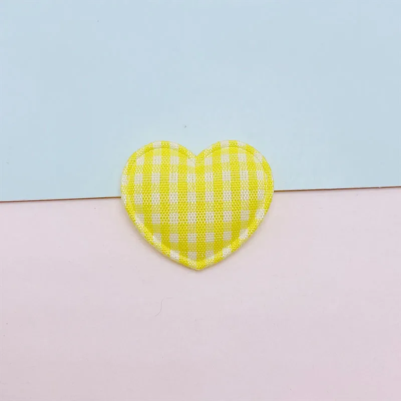 70pcs 3x2,5 cm Gitter Stoff Herz gepolsterte Applikationen für DIY Haars pange Zubehör Kleidungs stück Kopf bedeckung Dekor Patches – Detail 11