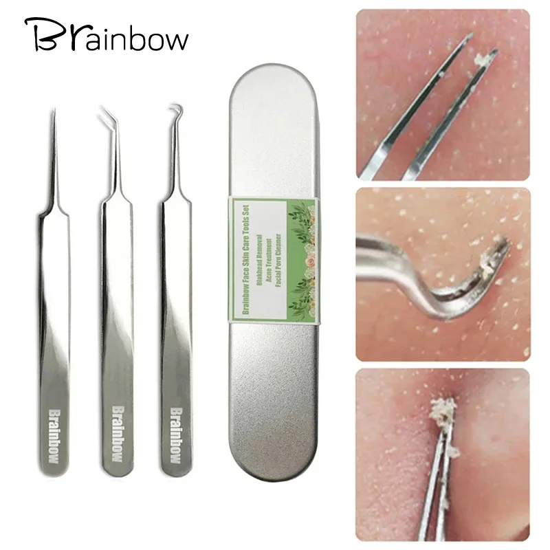 Brainbow 3 pçs blackhead pinças limpador de