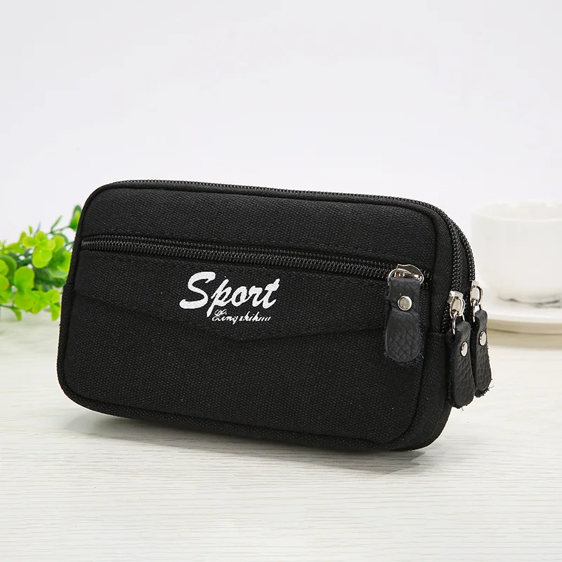 

Men Casual Multi-function Phone Purse Waist Packs Protable Mini Mobile Phone Purses Portable Canvas Waist Bag