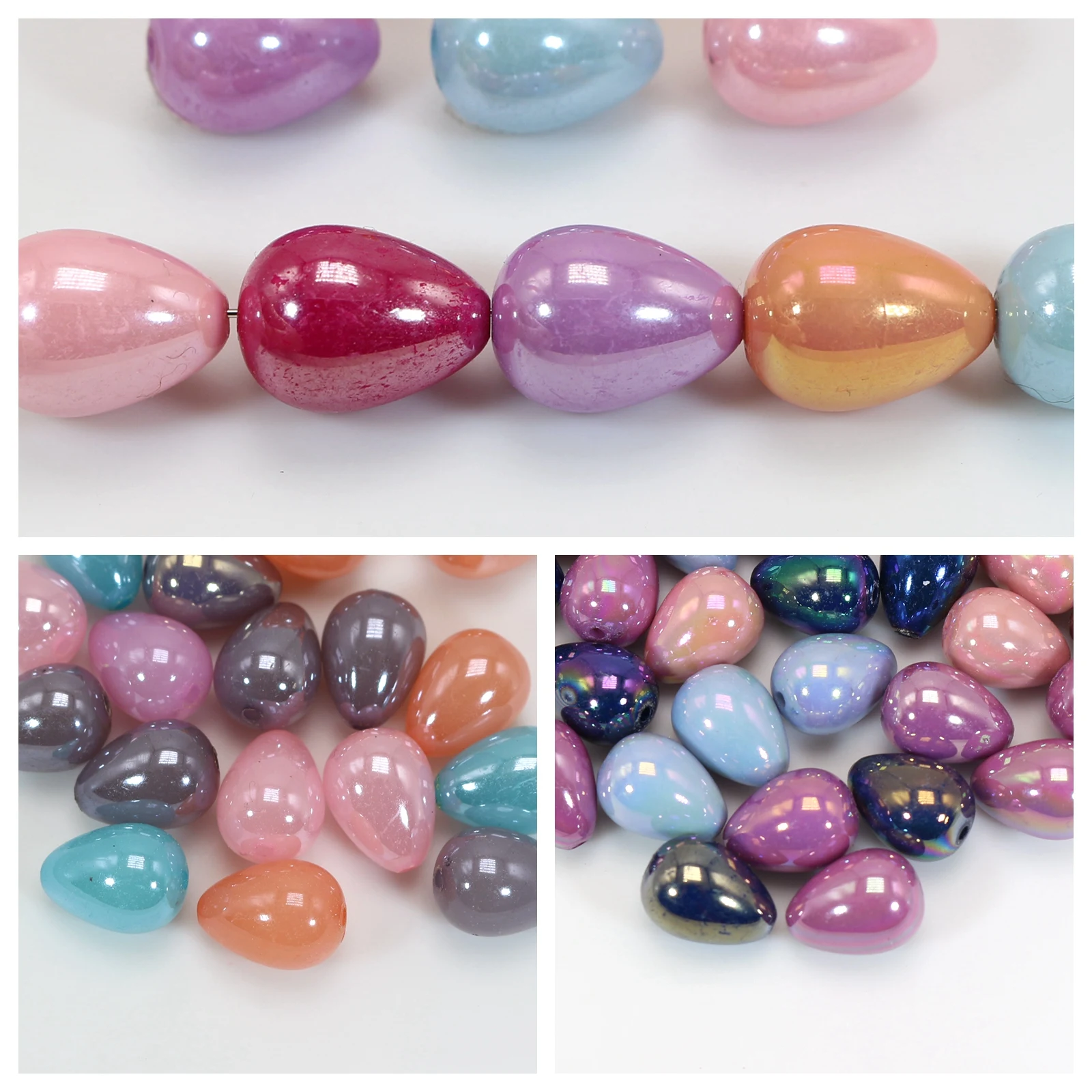 

50 Mixed Color Luster AB Acrylic TearDrop Charm Beads 12X16mm
