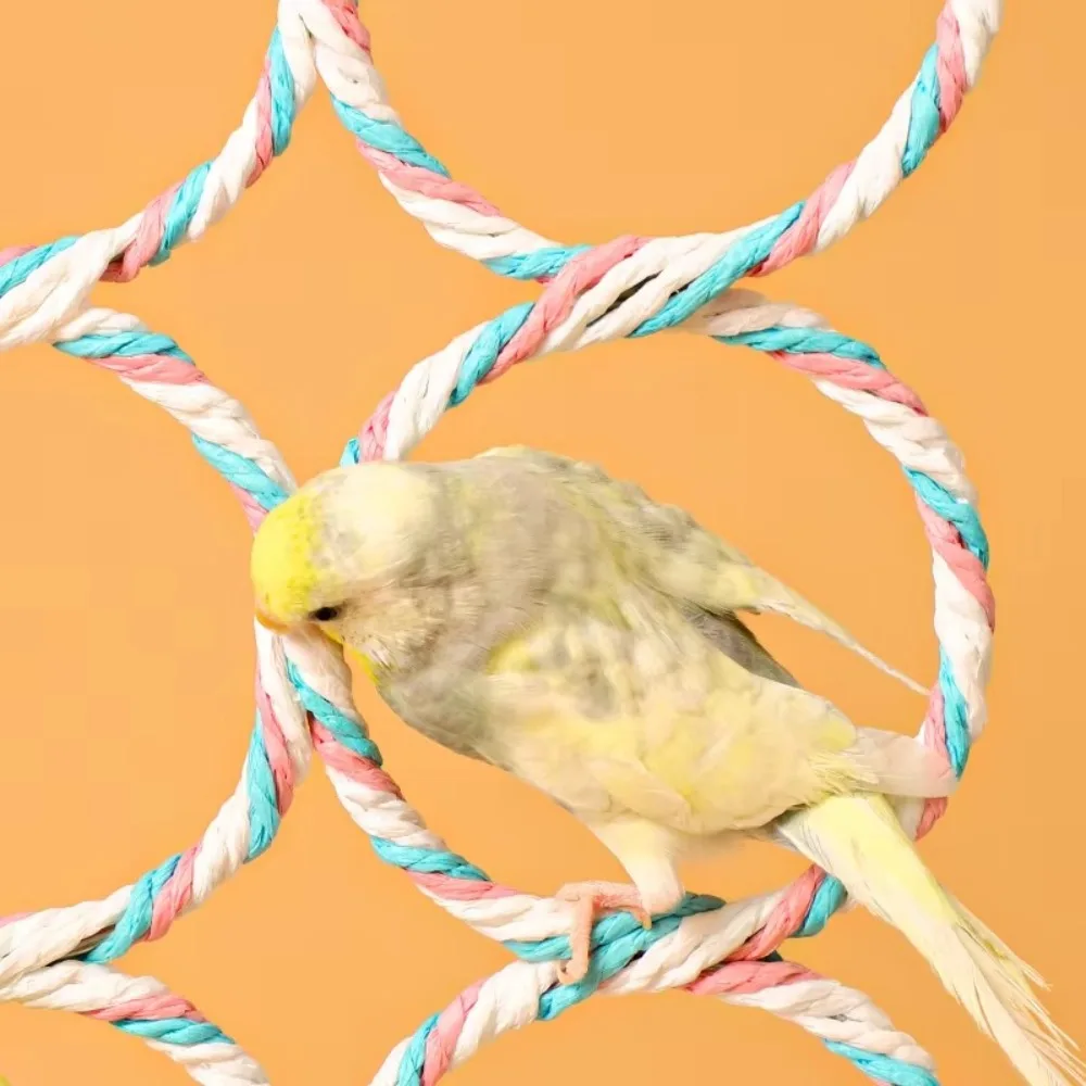 Parrot Toys Woven Cotton Rope Swing,Pet Bird Climbing Toy,Colorful Hanging Rings,New Hanging 9 Rings Parrot Bird Play Toy