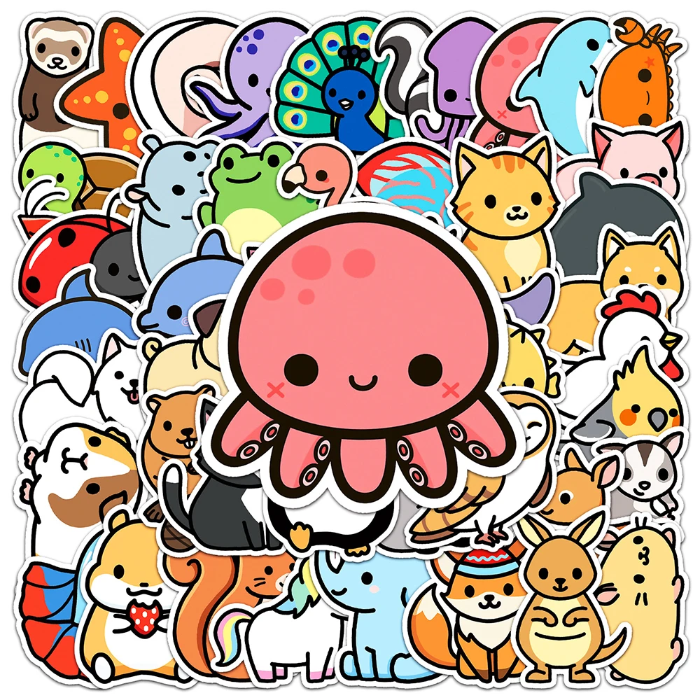 

10/30/50/100pcs Mix Cute Cartoon Anime Animal Stickers Aesthetic Decals Laptop Guitar Phone Notebook Bike Kawaii Sticker Kid Toy