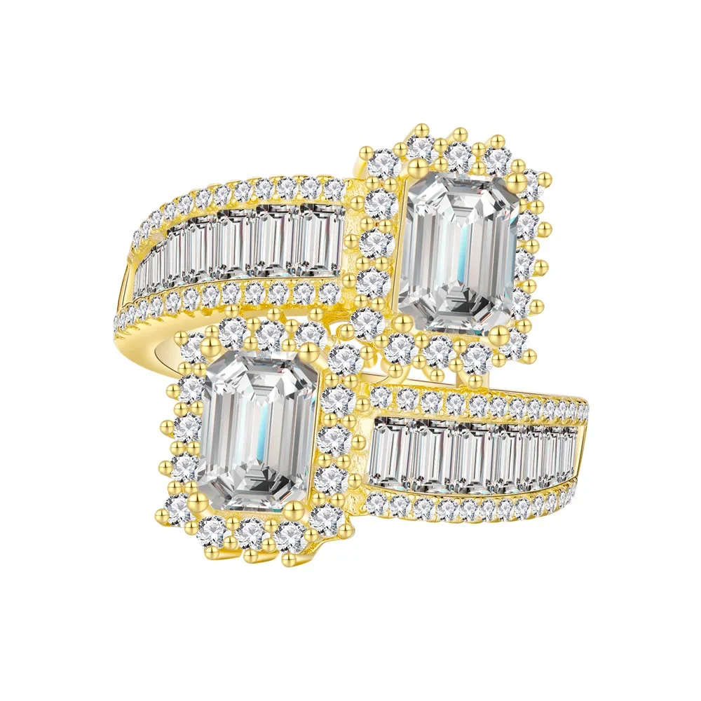 

Original By Zhenchengda, 5 * 7 Emerald Cut High Carbon Diamond, 925 Silver Ring, Women's Surround RowSmall and versatile