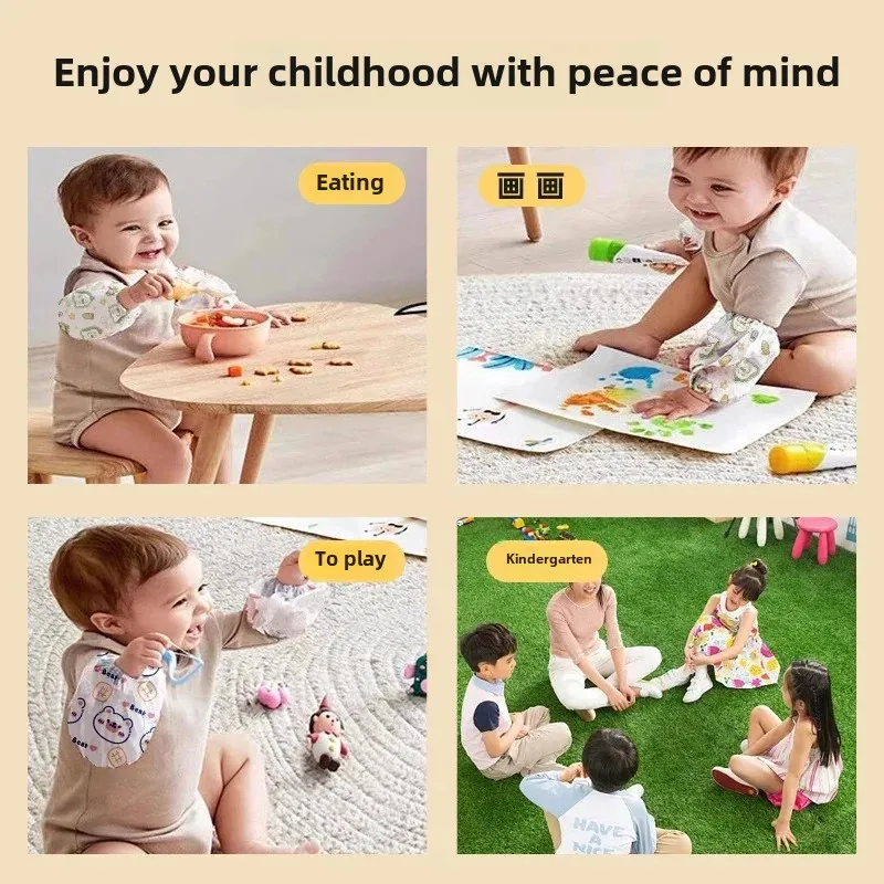 Disposable Children's Sleeve Covers 0-4 Years Old For Eating Painting Non-Woven Fabric Dirt Resistant Waterproof Sleeve Cov