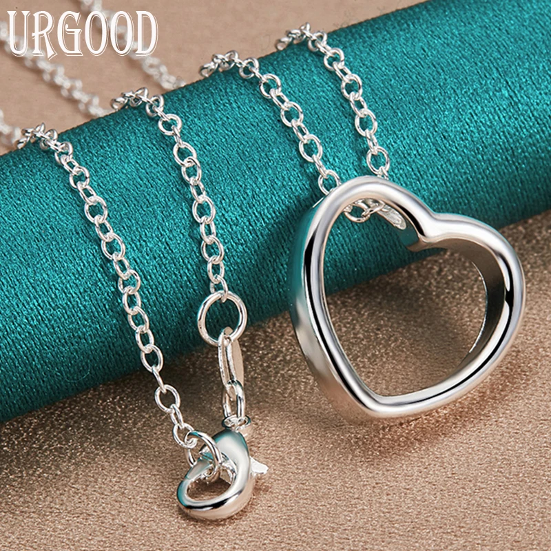 

925 Sterling Silver Heart Pendant Necklace 16-30 Inch Chain For Women Party Engagement Wedding Fashion Jewelry Gift
