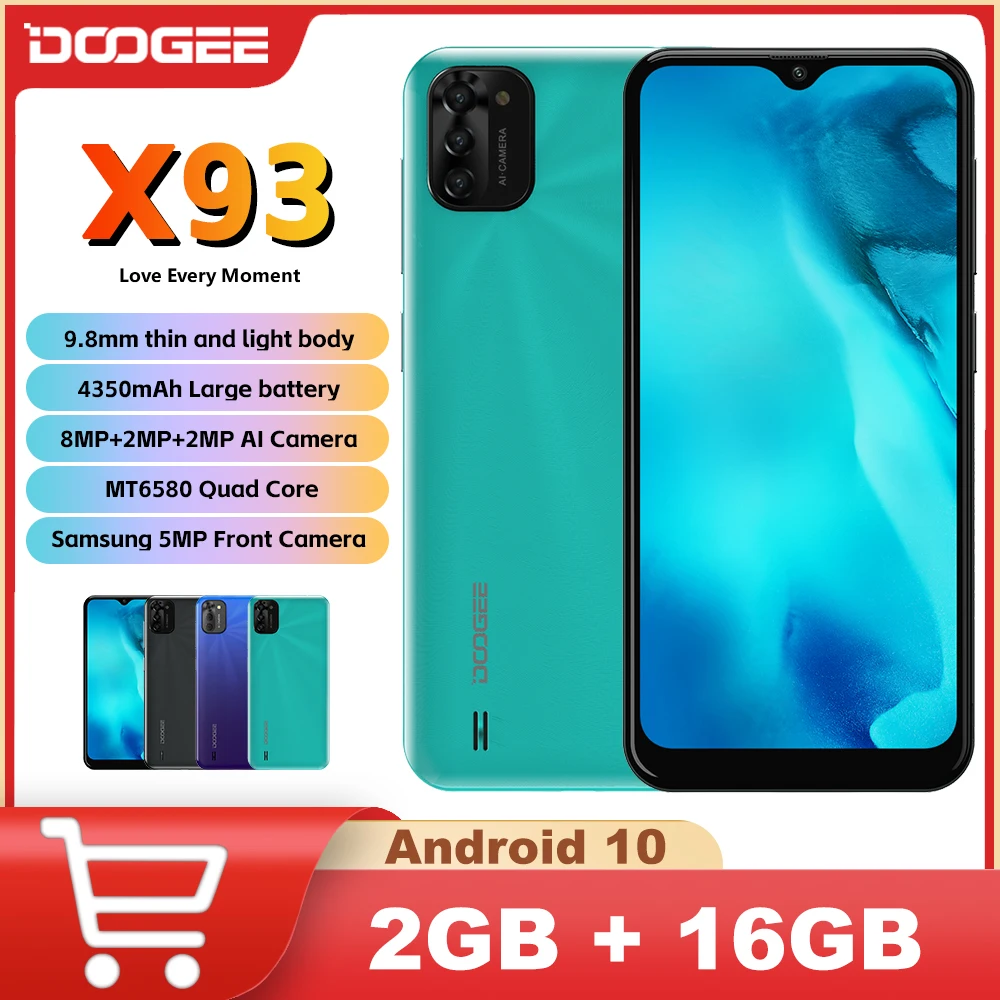 

DOOGEE X93 MT6580 Quad Core 4350mAh battery 2GB RAM 16GB ROM 6.1"inch Screen Android 10 cheap android Smartphone