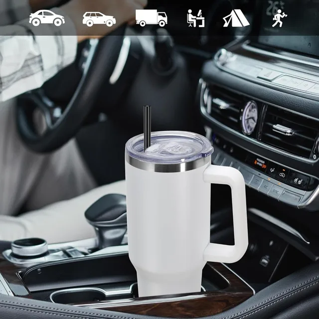 1200ML Metal Vacuum Insulated Cup Stainless Steel Portable Water Cup Refrigerated Vacuum Insulated Straw Leak-proof Lid 6