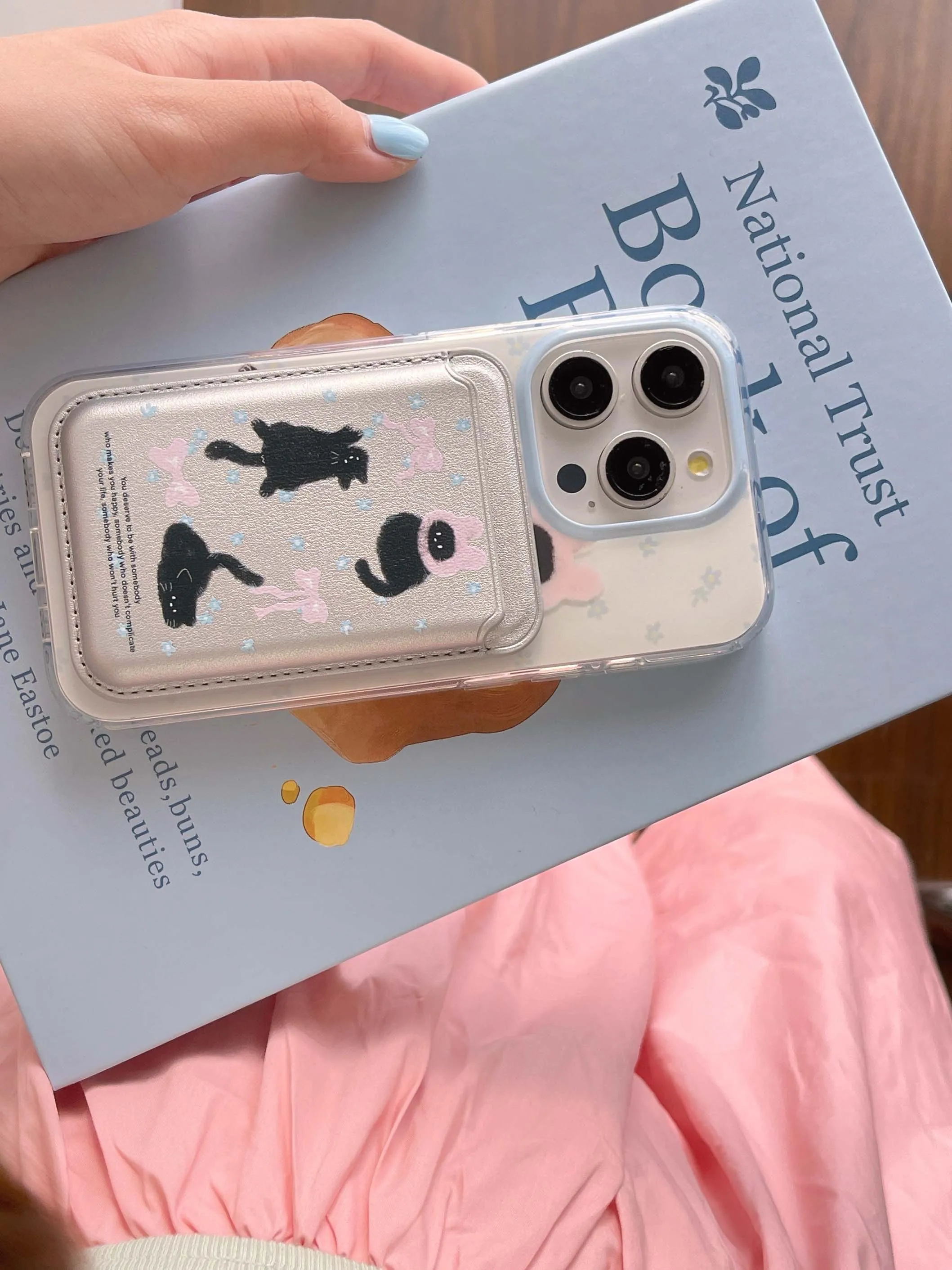 Cartoon Magnetic Stand Holder Phone Case with Cute Cat Design - High Quality IMD Back Cover