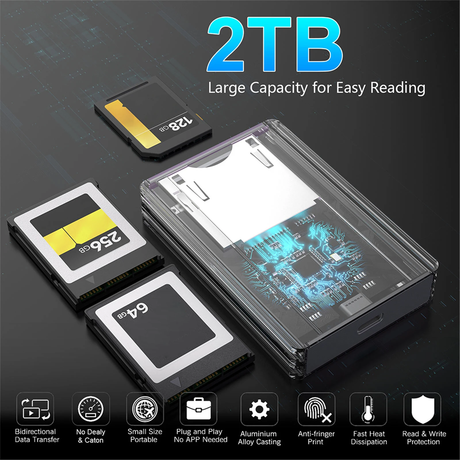 USB C-USB A/C 지원 기능이 있는 10Gbps CF Express 카드 어댑터 전문 영화 제작자 및 콘텐츠 제작자를 위한 썬더볼트 3/4 포트 지원