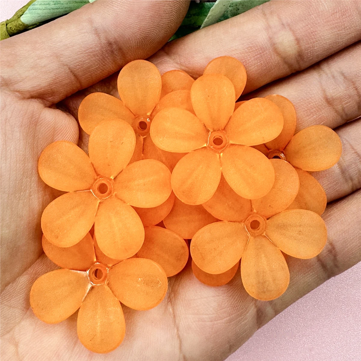 Set of 10 Five-Petal Flower Loose Beads for DIY Jewelry and Hairpin Crafts