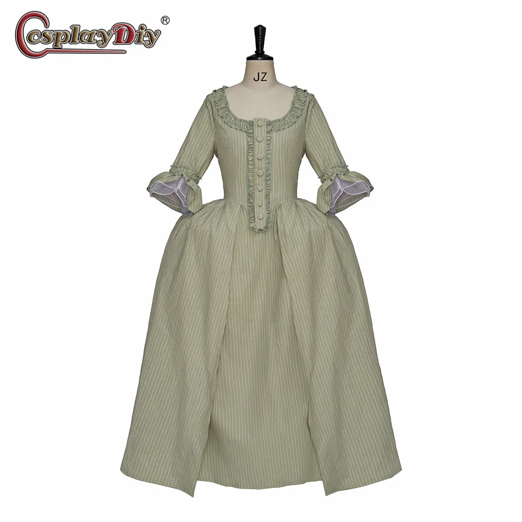 

Платье Cosplaydiy Мария-Антуанетта, платье Рококо 18-го века, Европейское историческое платье в зеленую полоску, платье в викторианском стиле, бальное платье