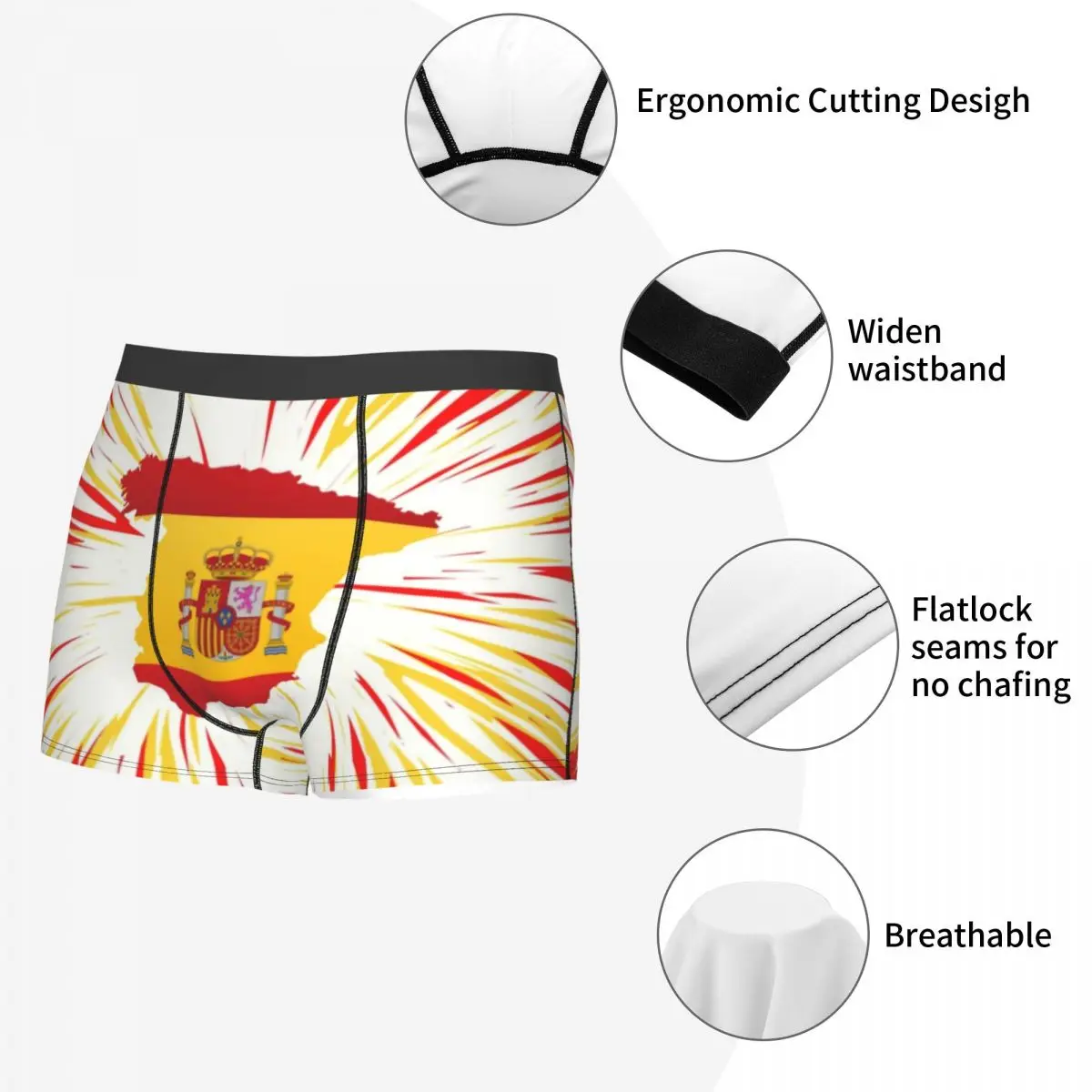 Essence Of Spain Map Flag Boxer Shorts For Men 3D Printed Male Spanish Pride Underwear Panties Briefs Soft Underpants 5