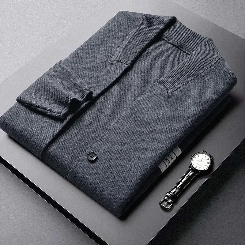 2024 New Men's Knitted Cardigan Pocket Striped Sweater Autumn And Winter High End Luxury Quality Simple Casual Men's Wear