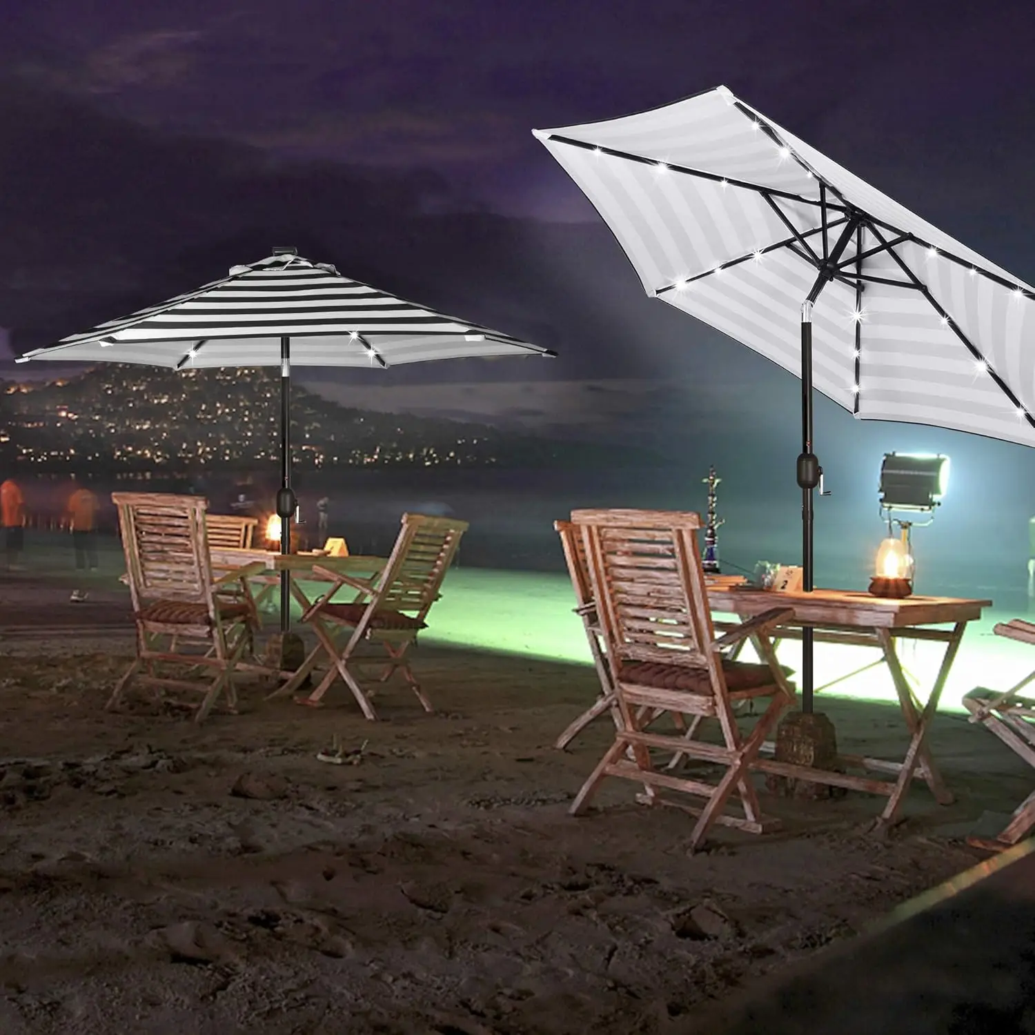 7.5 ft Solar Umbrella, 18 LED Lighted Patio Umbrella, Table Market Umbrella 6
