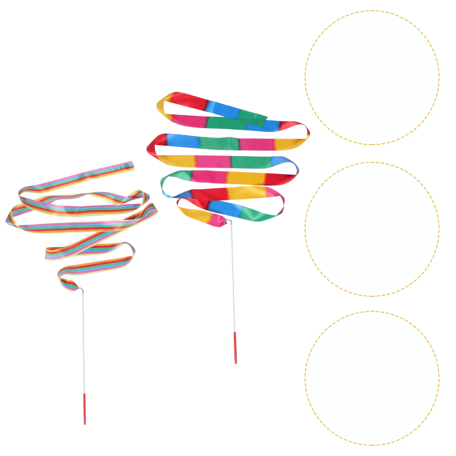 

4 Colorful Striped Kids Rhythmic Dance Streamers Non- Handle, Twirling, Boys Birthday Party Favors, 4 Meter
