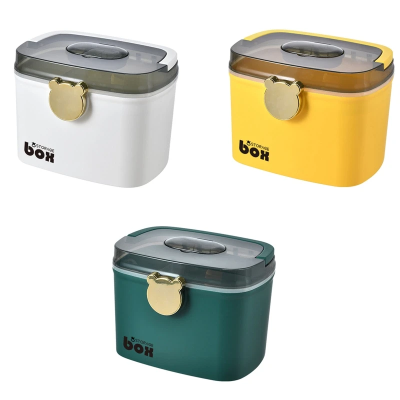 

Medicine Box 2 Tier Compartment for Case with Bear Lock Buckle and Handle for Outdoor Traveling Camping Multifunctional Portable