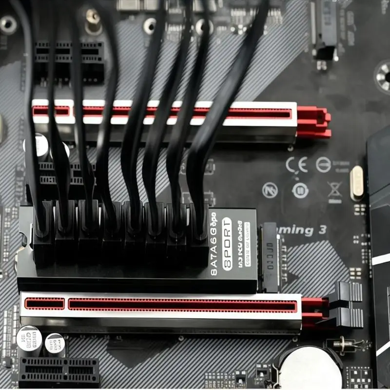 효율적인 M.2 PCIe-8 SATA3 포트 변환기 6Gbps 빠른 확장 및 금속 케이스