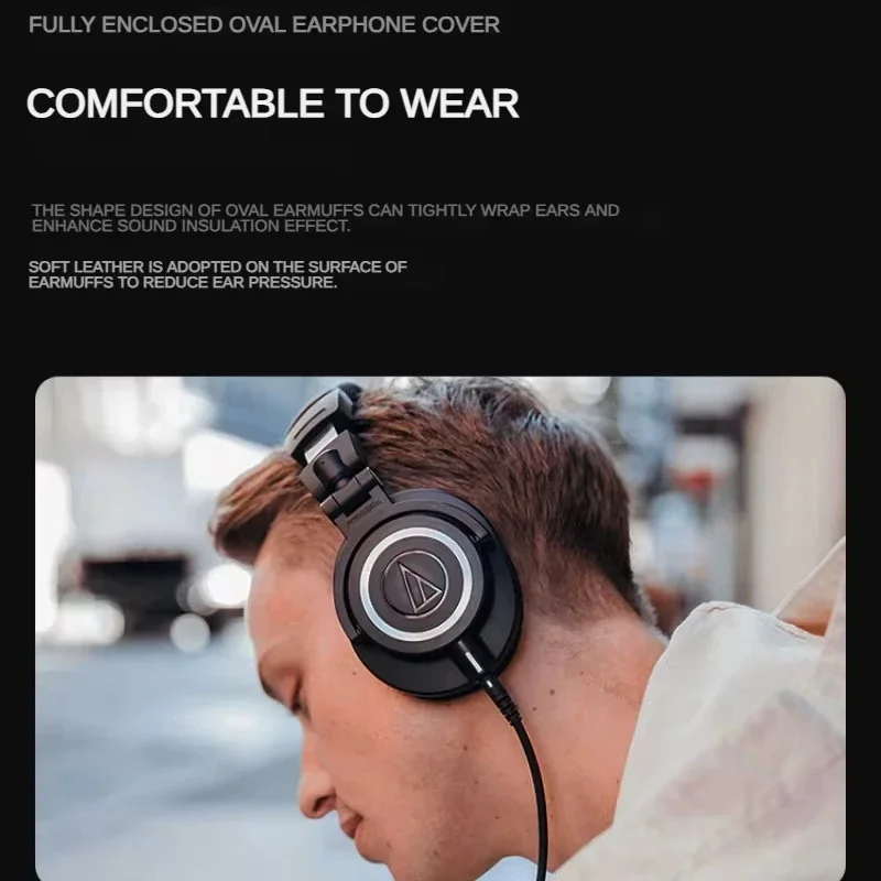 Audio Technica ATH M50X HIFI Earphones Professional Fully Enclosed Monitoring Headphones Foldable Music Game Headset 5