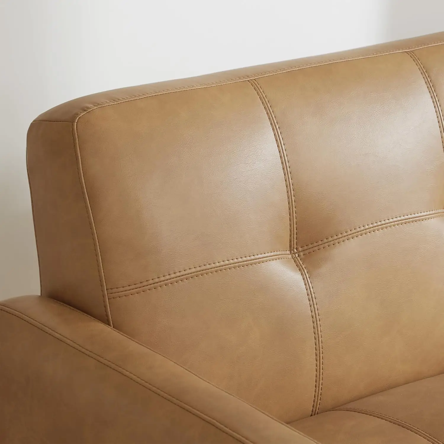 Mid-Century Sofas Furniture 73.2''W Faux Leather Sofa Couch Sets for Living Room Apartment, Cognac Brown, Customized 6
