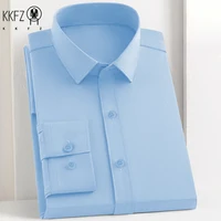 Chemise d'affaires décontractée à manches longues pour hommes, couleur unie, résistante aux rides, confortable, haut polyvalent toutes saisons 2