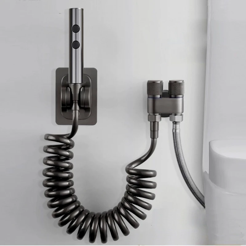 Handheld Toilet Bidet Faucet Rain Sprayer Stainless Steel Dual Button Bidet Sprayer Set Handheld Sprayer Shower Self-Cleaning 2