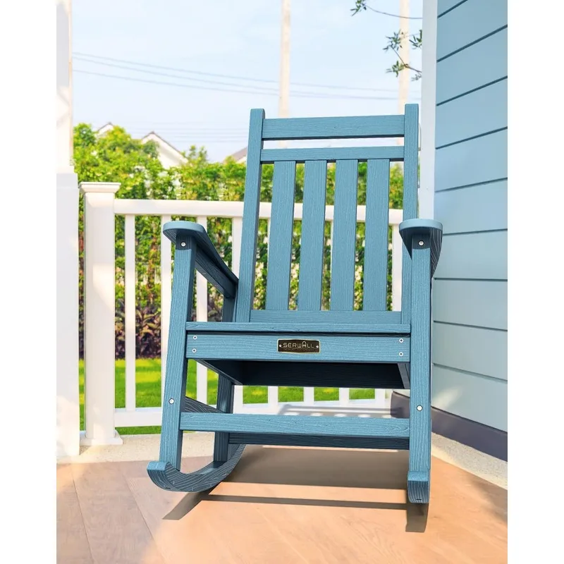 HDPE Rocking Chair Set of 2, All Weather Porch Rockers for Lawn Garden