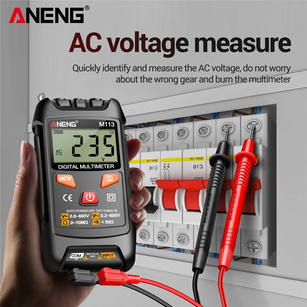 Digital Multimeter Multimeter Tester Analog Multimeter ANENG M113 Pocket Portable Multimeter Tester 1999 Counts Mini Multimeters AC/DC Voltage Auto Machine Multitester Tool