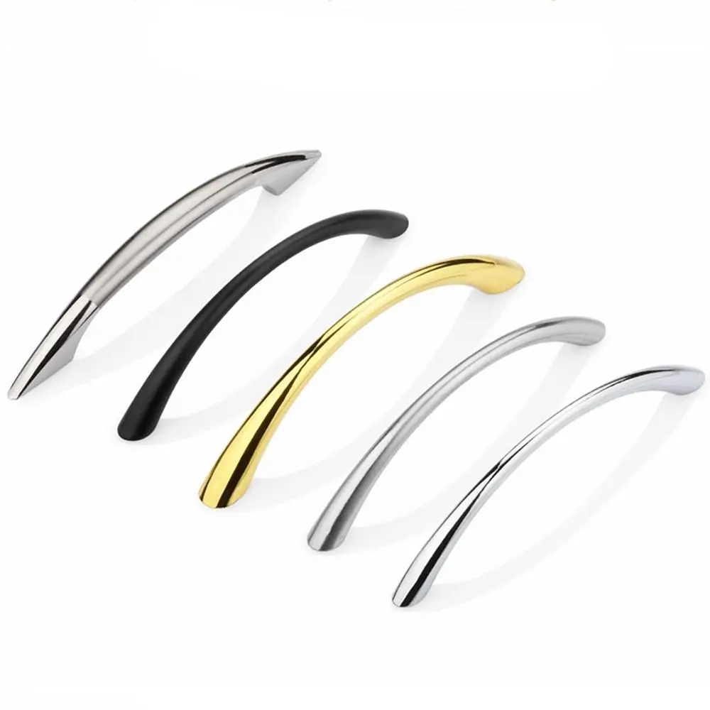 Description Picture 3 of itemZinc Alloy Curved Solid Cupboard Shoe Cabinet Handle Furniture Hardware Wine Cabinet Handle Black Wardrobe Door Handle