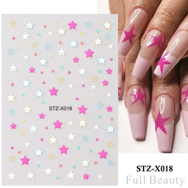 Y2k Holographic 3d Star Nail Art Diy Sticker Laser Gold - Temu