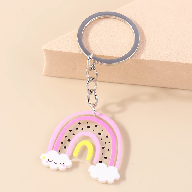 Bunter Regenbogen-Schlüsselanhänger, Lächeln, Wolke, Schlüsselanhänger, Harz-Schlüsselanhänger für Frauen und Mädchen, Handtasche, Geschenk, Schmuck, Accessoires – Detail 29