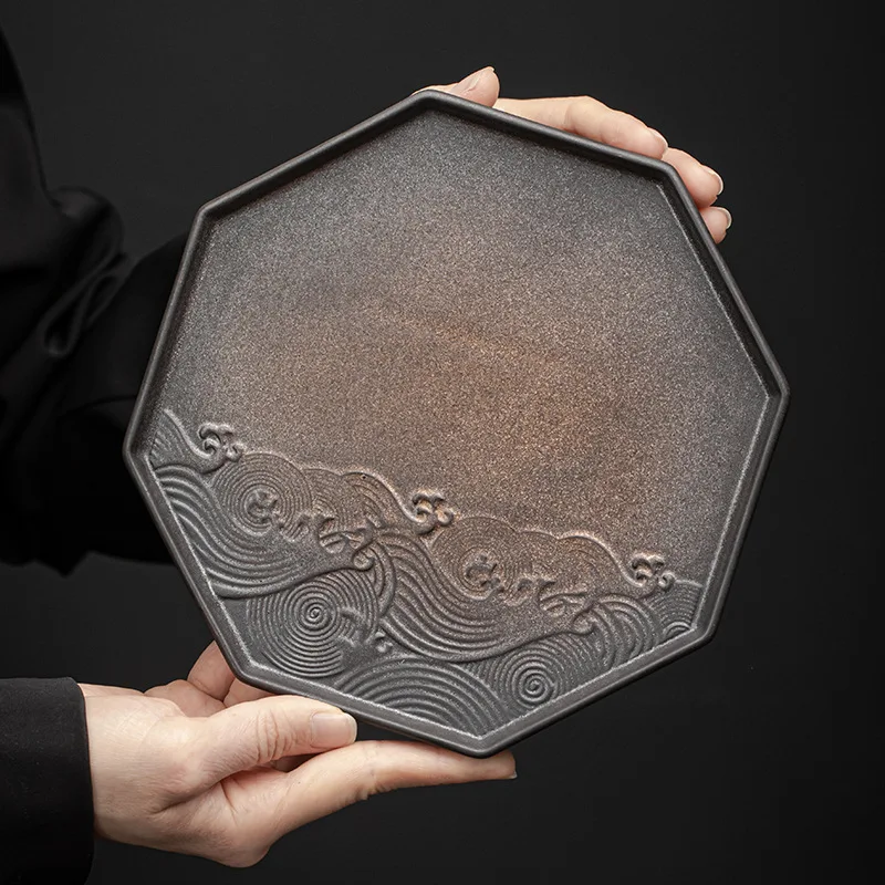 

Japanese Gilding Iron Glaze Bamboo Tea Tray Ceramic Pot Pot Holder Support Tea Table Small Tea Tray Fruit Tray Tea Cake Tray