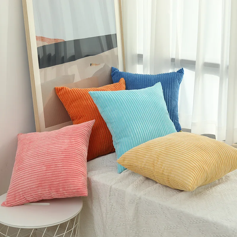 

Solid Color Corduroy Striped Cushion Cover For Sofa Chair Car Pillow Decotative Pillowcase Home Decoration 40*40cm/45*45cm,1PC