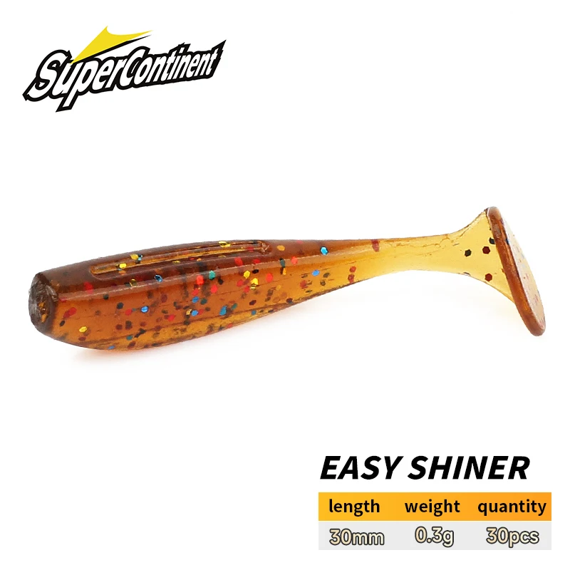 Supercontinent Eine Angelköder Shad Soft Baits 3 cm/30 Stück Easy Shiner UV Isca Künstliche Silikon Pesca T Tail Wobbler