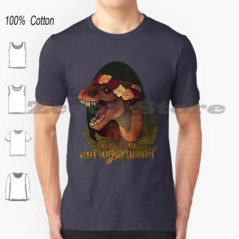 Eats Man 100% Cotone Uomo E Donna Soft Fashion T-Shirt Trex T Rex Theropod Flower Crown Fanart