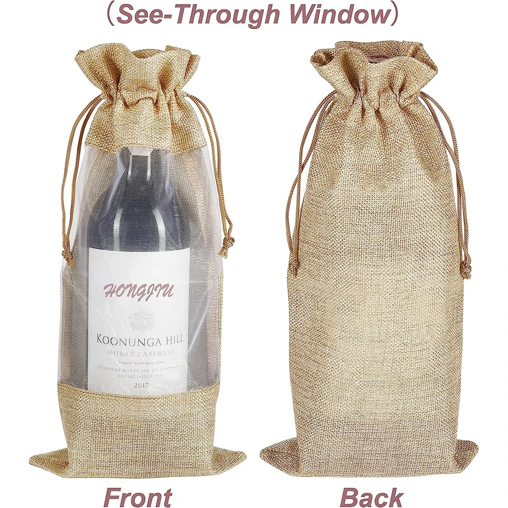 Sacchetto Regalo Per Vino Trasparente Con Manici | Riutilizzabile Per Natale, Matrimoni | Design Moderno - Foto 4