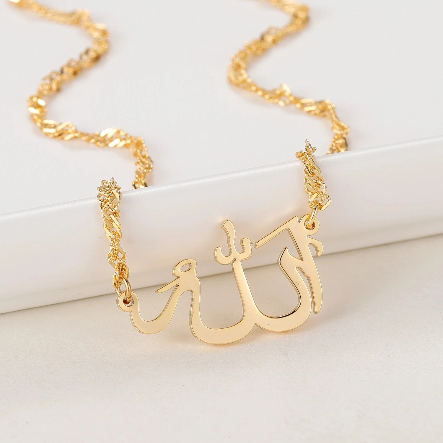 Custom Name Arabic Calligraphy Necklace Stainless Steel Pendants Islam Muslim Religious Jewelry For Women Mother's Day Gifts ayatul kursi necklaces custom stainless steel pendants necklaces gold jewelry islam muslim arabic god messager jewelr gift