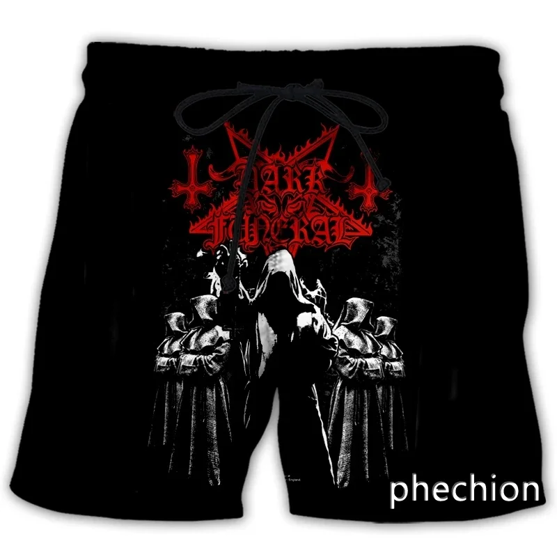 Phechion New Fashion Men Women Dark Funeral With 3D Printed Casual Shorts Novel Street Wear Men'S Loose Sports Surfboard Shorts 3