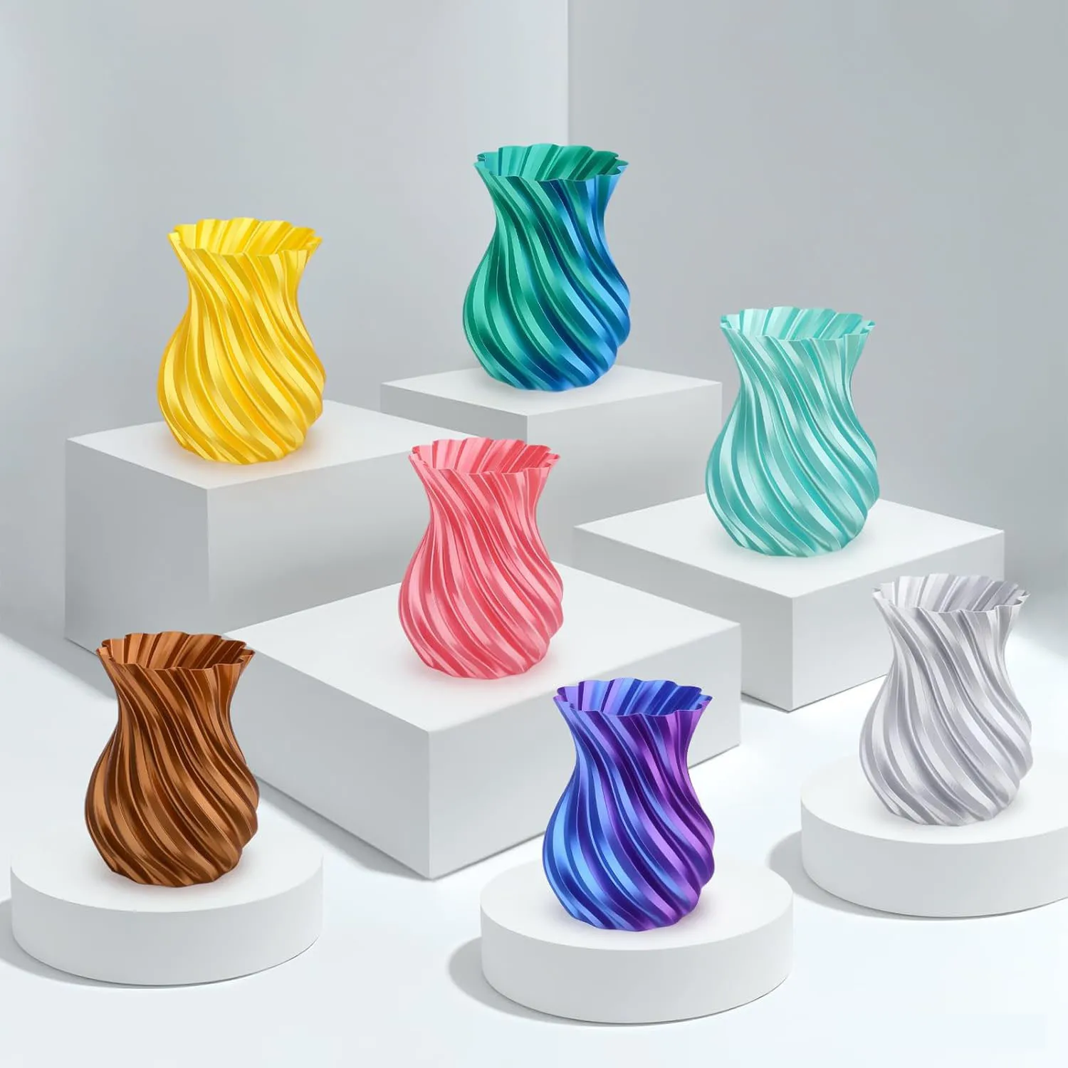 Silk Shiny Blue Purple and Yellow 3D Printer Filament, Comgrow 3D Printing Materials Silk PLA 1.75mm,+/-0.02mm - 5