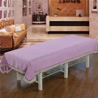 Beauty Salon Thickened Bed Sheets with Hole Physiotherapy Massage Spa Solid Color Lace Cotton Linen Bed Cover Bedspread 2