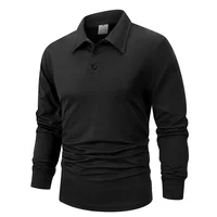 Printemps hommes d'affaires décontracté à manches longues Polo couleur unie à la mode respirant confortable Polos d'affaires sociaux mâle 3