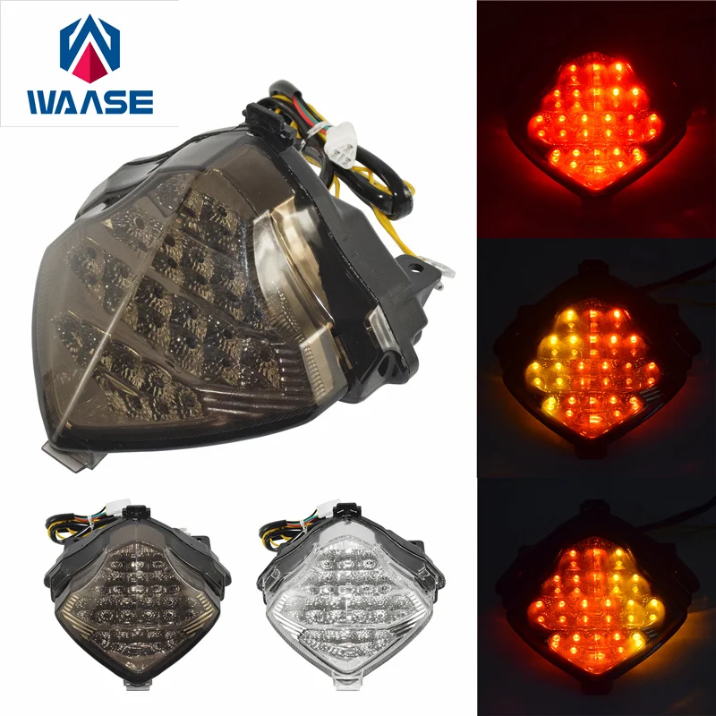 

waase For Yamaha YZF R1 2004 2005 2006 Chrome Tail Light Brake Turn Signals Integrated LED Light