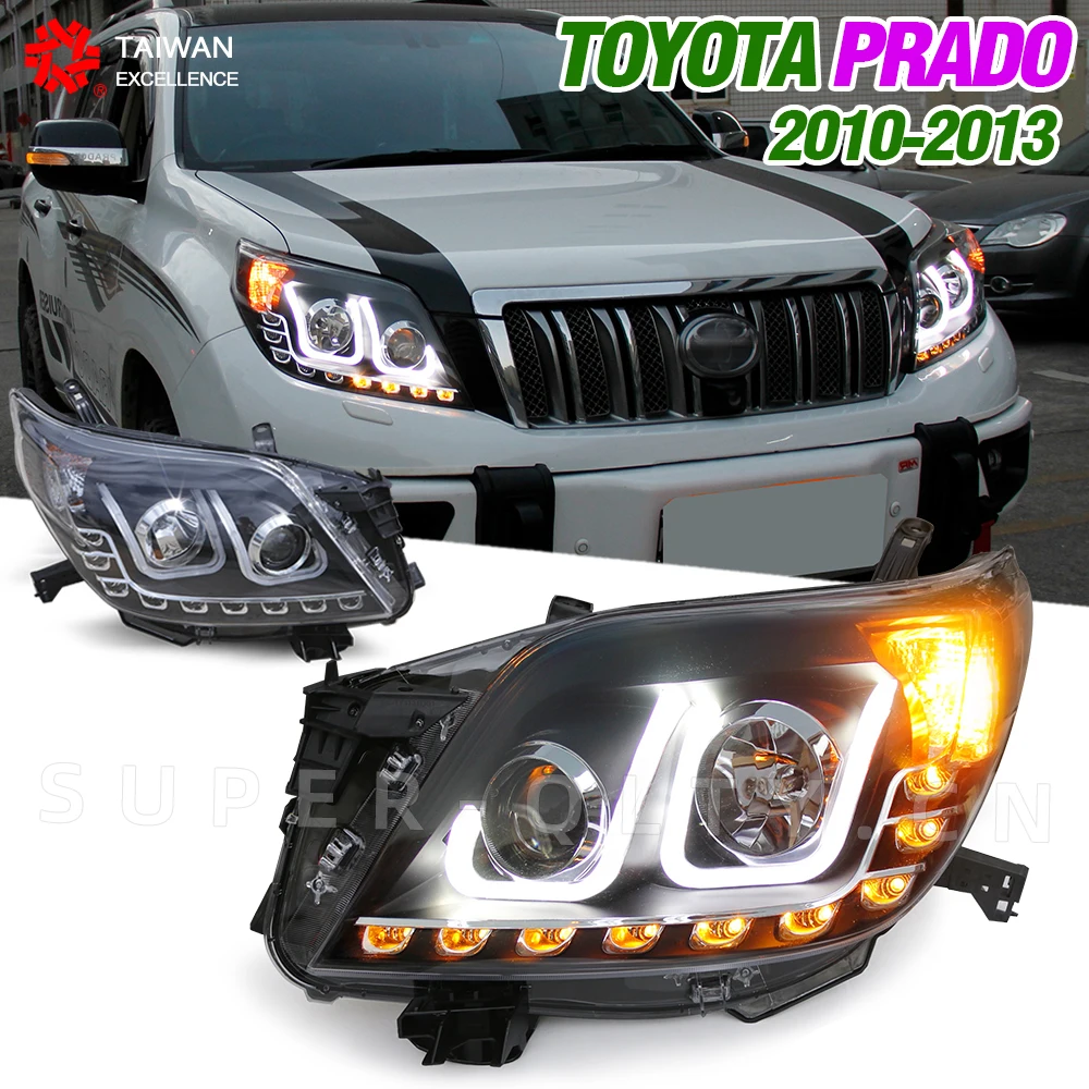 Car headlights for Toyota PRADO 2010-2013 ,LED light suitable for low edition,with daytime runninglight，car accessories