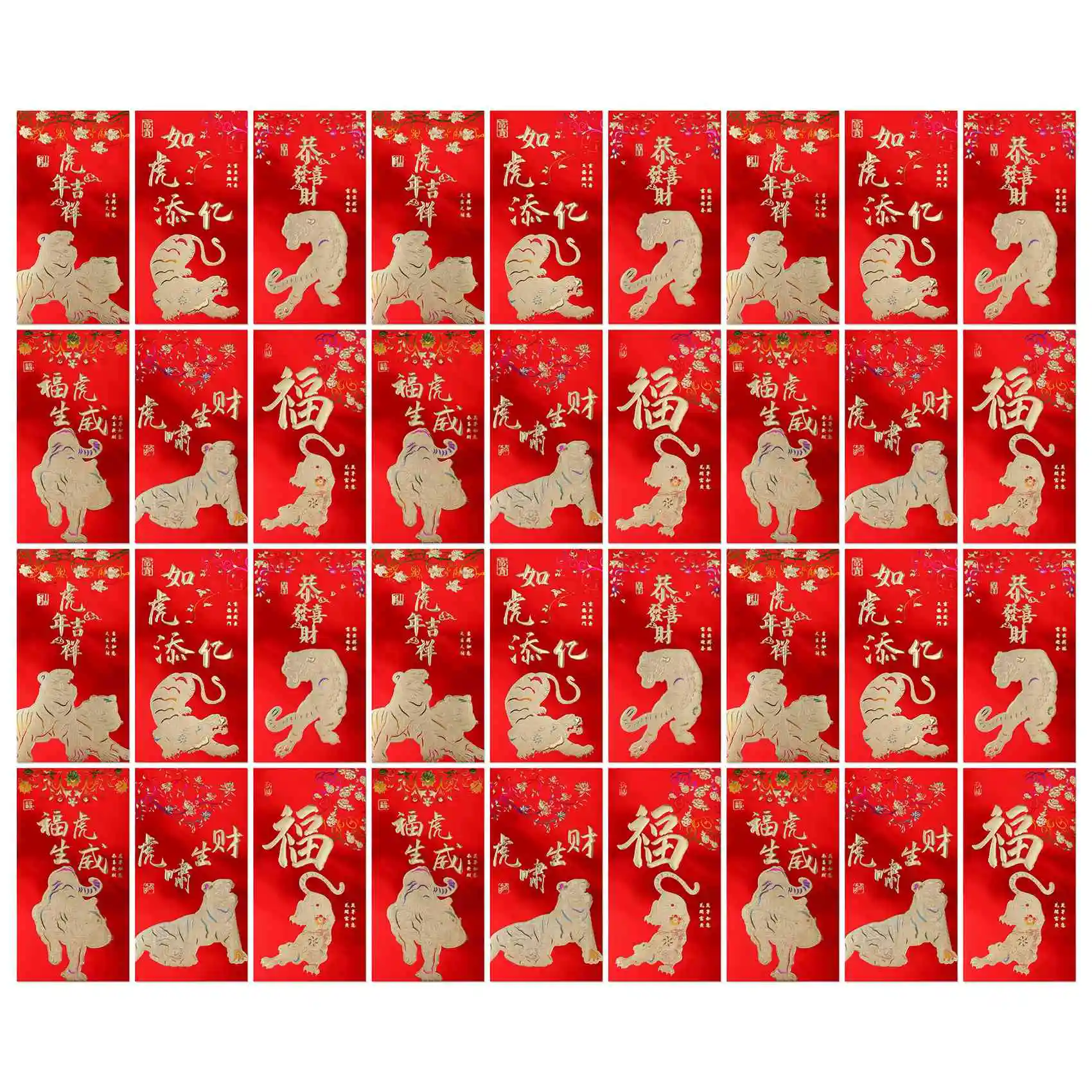 

Китайские красные конверты, 36 шт., новогодние конверты Hong Bao с классическим китайским узором, карманы для денег на удачу