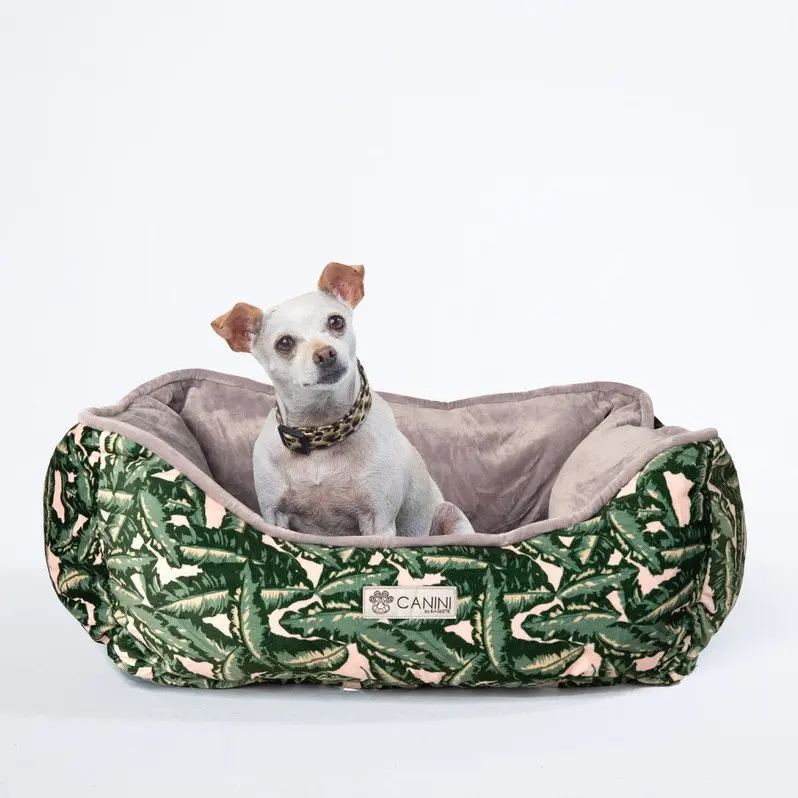 

CANINI by Reversible Micro-Plush Dog Bed for Small-Sized Breeds, Leaf Print