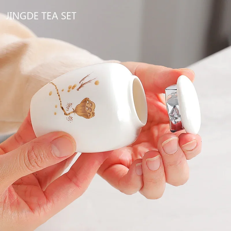 Portable Ceramic Tea Caddy Storage Sealed Tank Travel Coffee Moisture-proof Jar tea tin box,tea canister